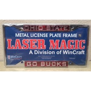 ncaa ohio state buckeyes go bucks license plate frame red and silver brand new
